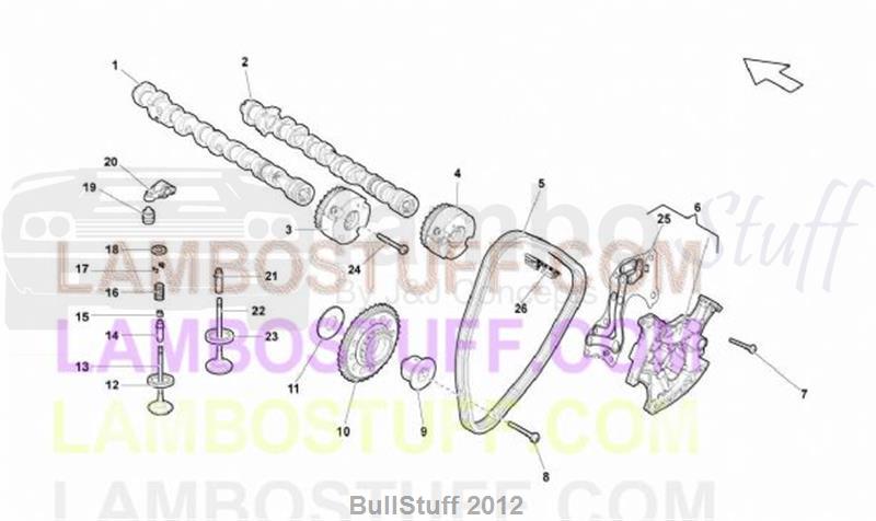 2011 Lamborghini GALLARDO LP 570-4 SPYDER PERFORMANTE EUROPE RIGHT HEAD TIMING SYSTEM (109.01.00)